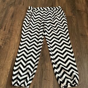 Spacegirl Chevron Jogger Pants Black White Elastic Waist XL Retro Bold Lounge